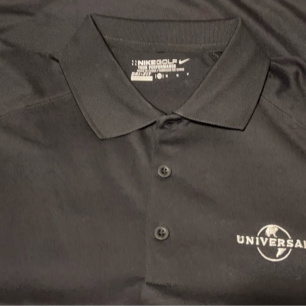 NIKE DRI-FIT VICTORY GOLF POLO UNIVERSAL STUDIOS ORLANDO HOLLYWOOD BLACK MEDIUM
